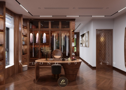 Bàn trang điểm gỗ óc chó BTD - 17